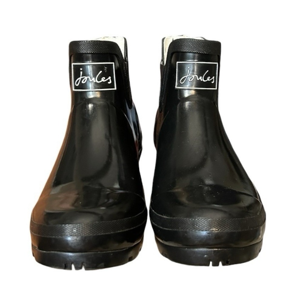 JOULES Wellibob Gloss Black Rain Boots sz 9 Rubber Short Ankle Garden Outdoor - Picture 4 of 9